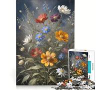Puzzle per ragazzi da 1000 pezzi con un colorato bouquet di fiori selvatici da dipingere, gioco pratico per il divertimento in famiglia, ideale come regalo per tutta la famiglia 38x26cm