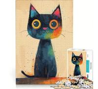 Puzzle per ragazzi da 1000 pezzi con un disegno colorato di un gatto, gioco pratico per divertirsi in famiglia, ideale come regalo per tutta la famiglia 38x52cm