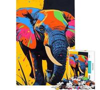 Puzzle per ragazzi da 1000 pezzi con un elefante colorato difficile e stimolante da appendere al muro gioco per famiglie dai 14 anni in su (38x26cm)