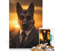 Puzzle per ragazzi da 1000 pezzi con un elegante cane gentiluomo, un gioco rompicapo divertente e spiritoso, compleanni e Natale 38x52cm