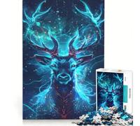 Puzzle per ragazzi da 1000 pezzi con un elegante cervo dagli occhi blu luminosi, giochi per famiglie, assemblaggio di modelli, per rafforzare l'amore tra le coppie 38x26cm