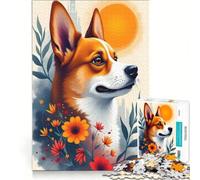 Puzzle per ragazzi da 1000 pezzi con un elegante Corgi in fiore, giochi rilassanti, di analisi e logica, regalo di compleanno, regalo di viaggio 38x52cm