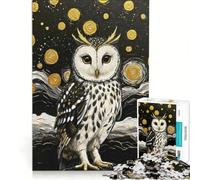 Puzzle per ragazzi da 1000 pezzi con un elegante gufo in una notte stellata, gioco per famiglie, assemblaggio di motivi, per rafforzare l'amore tra le coppie 38x52cm