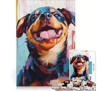 Puzzle per ragazzi da 1000 pezzi con un felice Rottweiler, gioco pratico per il divertimento in famiglia, ideale come regalo per tutta la famiglia 38x26cm