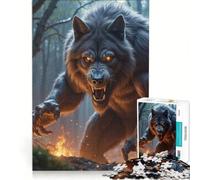 Puzzle per ragazzi da 1000 pezzi con un feroce lupo mannaro nella foresta oscura, gioco rilassante, decorazione per la casa, adatto per la decorazione della scrivania 38x52cm