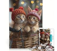 Puzzle per ragazzi da 1000 pezzi con un gattino carino in inverno, arte, gioco educativo, difficile, collezione d'artista, belle arti 50x75cm