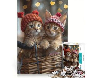 Puzzle per ragazzi da 1000 pezzi con un gattino carino in inverno, arte, gioco educativo, difficile, collezione d'artista, belle arti 50x75cm