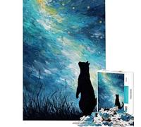 Puzzle per ragazzi da 1000 pezzi con un gatto che guarda il cielo stellato Puzzle per adulti: giochi rilassanti taglio di precisione esercizio per la mente (dimensioni 38x52cm)