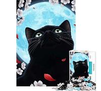 Puzzle per ragazzi da 1000 pezzi con un gatto nero che guarda la luna Gioco impossibile educativo stimolante e divertente ideale come regalo per coppie (dimensioni 38x26cm)
