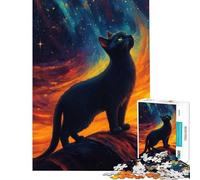 Puzzle per ragazzi da 1000 pezzi con un gatto nero che guarda le stelle Difficile e stimolante regalo di compleanno gioco educativo per ragazzi dai 14 anni in su (38x26cm)