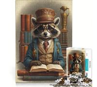 Puzzle per ragazzi da 1000 pezzi con un intelligente procione steampunk, giocattolo antistress, difficile, adatto come decorazione da scrivania 38x52cm