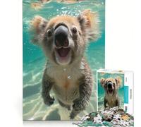 Puzzle per ragazzi da 1000 pezzi con un koala felice sott'acqua, giocattolo fai-da-te, migliora la memoria, con poster e foglio di curiosità abbinati 38x52cm