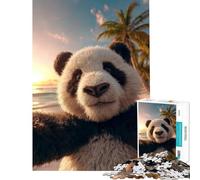 Puzzle per ragazzi da 1000 pezzi con un panda che si fa un selfie al tramonto su una spiaggia tropicale Un puzzle impegnativo da completare divertente per tutta la famiglia Gioco educativo per ragazzi