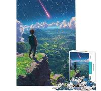 Puzzle per ragazzi da 1000 pezzi con un ragazzo anime che guarda una pioggia di meteoriti Una sfida da completare ideale per il divertimento in famiglia e come giocattolo antistress per ragazzi