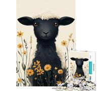 Puzzle per ragazzi da 1000 pezzi con un simpatico agnello e fiori gialli Un gioco avvincente per coltivare la pazienza un rompicapo perfetto per decorare e regalare qualcosa di divertente (38x52cm)