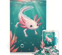 Puzzle per ragazzi da 1000 pezzi con un simpatico axolotl in acqua turchese, antistress, sfida impegnativa, per rafforzare l'amore tra le coppie 38x52cm