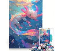 Puzzle per ragazzi da 1000 pezzi con un simpatico axolotl sottomarino - Axolotl rosa, giocattolo antistress, sfida impegnativa, per rafforzare l'amore tra le coppie 38x26cm