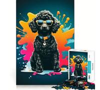 Puzzle per ragazzi da 1000 pezzi con un simpatico barboncino nero,incastro perfetto Gioco creativo,ideale per il tempo libero e come regalo di Natale 38x26cm