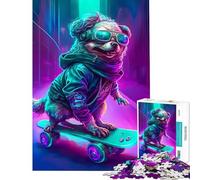 Puzzle per ragazzi da 1000 pezzi con un simpatico cane che pattina Puzzle per adulti gioco pratico ideale per passare il tempo in casa o come regalo per tutta la famiglia (dimensioni 38x26cm)