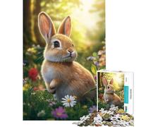 Puzzle per ragazzi da 1000 pezzi con un simpatico coniglietto in un campo di fiori Puzzle per adulti rompicapo ideale per passare il tempo durante le vacanze compleanni