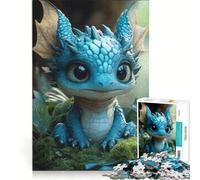 Puzzle per ragazzi da 1000 pezzi con un simpatico drago blu, antistress, sfida impegnativa, per rafforzare l'amore tra le coppie 50x75cm
