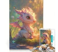Puzzle per ragazzi da 1000 pezzi con un simpatico drago rosa, antistress, sfida impegnativa, per rafforzare l'amore tra le coppie 38x52cm