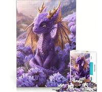 Puzzle per ragazzi da 1000 pezzi con un simpatico drago viola, antistress, sfida impegnativa, per rafforzare l'amore tra le coppie 38x52cm