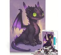 Puzzle per ragazzi da 1000 pezzi con un simpatico drago viola, antistress, sfida impegnativa, per rafforzare l'amore tra le coppie 38x26cm
