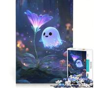 Puzzle per ragazzi da 1000 pezzi con un simpatico fantasma e un fiore nella foresta, decorazione da parete, gioco impegnativo e stimolante, regalo perfetto 50x75cm