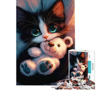 Puzzle per ragazzi da 1000 pezzi con un simpatico gattino e un orsacchiotto gioco pratico e stimolante ideale come regalo taglio di precisione (dimensioni 38x52cm)