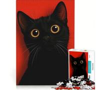 Puzzle per ragazzi da 1000 pezzi con un simpatico gatto nero, antistress, sfida impegnativa, per rafforzare l'amore tra le coppie 38x52cm