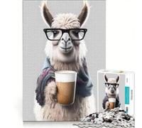 Puzzle per ragazzi da 1000 pezzi con un simpatico lama e un espresso, giocattolo antistress, sfida impegnativa, per rafforzare l'amore tra le coppie 50x75cm