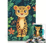 Puzzle per ragazzi da 1000 pezzi con un simpatico leopardo nella giungla, antistress, sfida impegnativa, per rafforzare l'amore tra le coppie 38x52cm