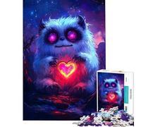 Puzzle per ragazzi da 1000 pezzi con un simpatico mostro che tiene un cuore luminoso Puzzle per adulti gioco pratico sfida difficile divertimento a casa (dimensioni 38x52cm)