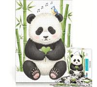 Puzzle per ragazzi da 1000 pezzi con un simpatico panda e un uccellino, gioco educativo, difficile, collezione d'artista, belle arti 38x26cm