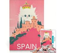 Puzzle per ragazzi da 1000 pezzi con un simpatico poster di viaggio sulla Spagna, giocattolo educativo, migliora la memoria, con poster abbinato e foglio di curiosità 38x26cm