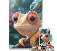 Puzzle per ragazzi da 1000 pezzi con un simpatico ritratto di camaleonte giallo, giocattolo fai da te, decorazione per la casa, ideale come regalo per tutta la famiglia 50x75cm