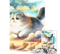 Puzzle per ragazzi da 1000 pezzi con un soffice gatto tra le nuvole Gioco interattivo per ragazzi decorazione da parete difficile e stimolante (dimensioni 38x26cm)