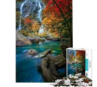 Puzzle per ragazzi da 1000 pezzi con una bellissima cascata di Khlong Lan e una foresta autunnale Puzzle per adulti giocattolo fai da te decorazione perfetta ideale come regalo (dimensioni 38x26cm)