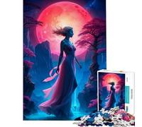 Puzzle per ragazzi da 1000 pezzi con una bellissima donna dalla luna rossa giochi rilassanti ed educativi regali per il Secret Santa taglio di precisione (dimensioni 50x75cm)
