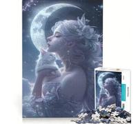 Puzzle per ragazzi da 1000 pezzi con una bellissima donna e un gatto bianco, giochi rilassanti, attività per famiglie, con poster abbinato e foglio di curiosità 38x26cm