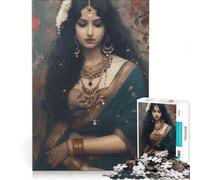 Puzzle per ragazzi da 1000 pezzi con una bellissima donna indiana, gioco rompicapo, impegnativo da completare, ideale come regalo per tutta la famiglia 38x52cm
