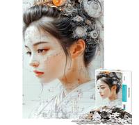 Puzzle per ragazzi da 1000 pezzi con una bellissima geisha cyberpunk Puzzle per adulti fai da te ideale per passare il tempo in casa durante le vacanze perfetto come regalo per tutta la famiglia