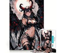 Puzzle per ragazzi da 1000 pezzi con una bellissima ragazza demone in stile anime,pezzi ben definiti,gioco intelligente,regalo,gioco per il tempo libero,scena natalizia (50x75cm)
