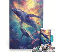 Puzzle per ragazzi da 1000 pezzi con una coppia di balene megattere, gioco impossibile, attività per famiglie, ideale come regalo per tutta la famiglia 38x26cm