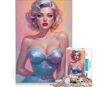 Puzzle per ragazzi da 1000 pezzi con una pin-up bionda e affascinante, gioco interattivo per tutta la famiglia, compleanno e Natale 50x75cm