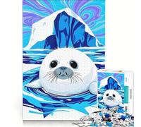 Puzzle per ragazzi da 1000 pezzi con una simpatica foca arpa nell'Artico, giocattolo antistress, sfida impegnativa, rafforza l'amore tra le coppie 50x75cm