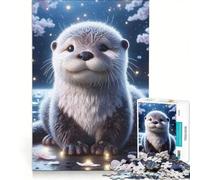 Puzzle per ragazzi da 1000 pezzi con una simpatica lontra al chiaro di luna, giochi educativi, decorazione da parete, con poster e foglio di curiosità abbinati 50x75cm