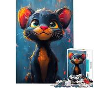 Puzzle per ragazzi da 1000 pezzi con una simpatica pantera dipinta ad olio sfida educativa per il divertimento in famiglia giocattolo fai-da-te adatto a partire dai 14 anni (38x26cm)