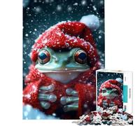 Puzzle per ragazzi da 1000 pezzi con una simpatica rana in maglione rosso lavorato a maglia giochi rilassanti giocattoli educativi regali per il Secret Santa taglio di precisione (dimensioni 38x26cm)